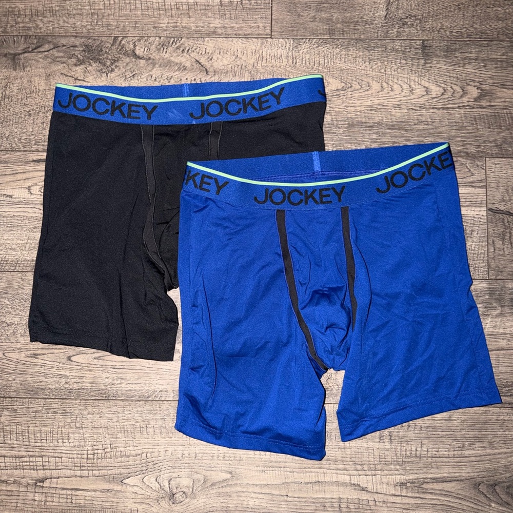 Jockey Men's Boxer Briefs in Black and Royal Blue